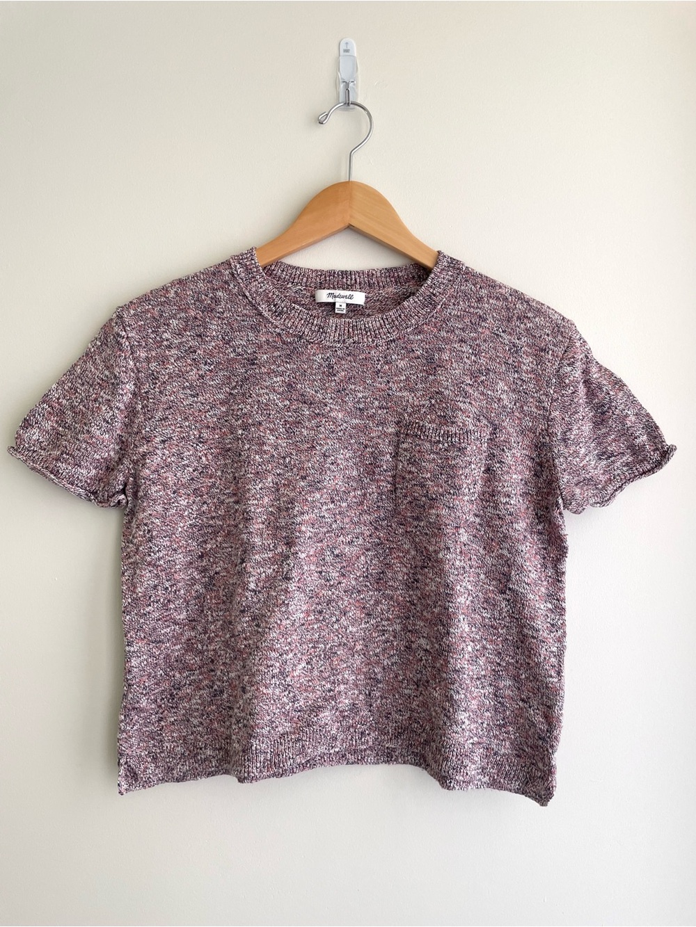 Madewell Marled Knit Short Sleeve 100% Cotton Sweater